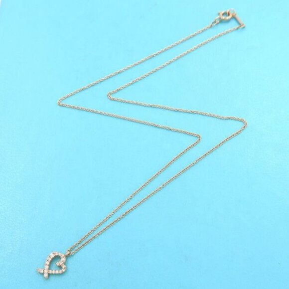Tiffany & Co. Diamond Loving Hear Necklace 16" 18K Rose Gold Picasso Auth #05963 - Picture 1 of 7